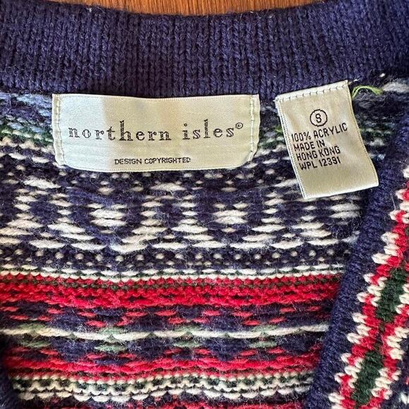 Vintage Northern Isles Fair Isle Sweater Vest Cottage Fall Boho Sweater Vest - Picture 7 of 8